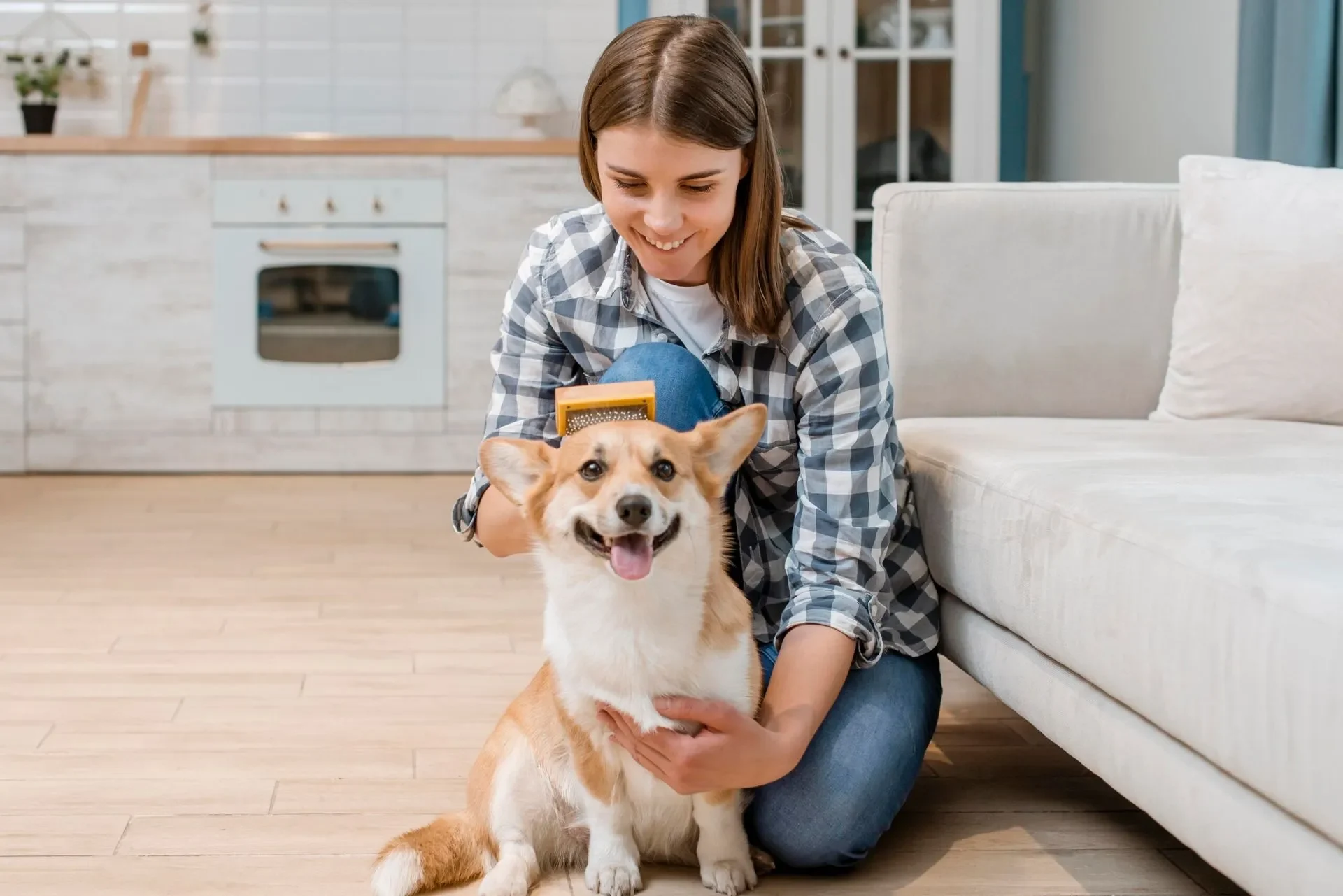 adorable-dog-being-brushed-by-woman-scaled-1920w